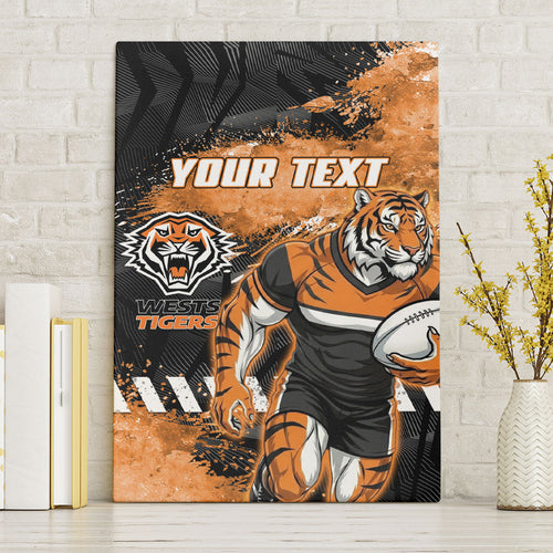 Personalized Wests Tigers Rugby Canvas Wall Art Tiger Mascot - Sporty Splash Art Style