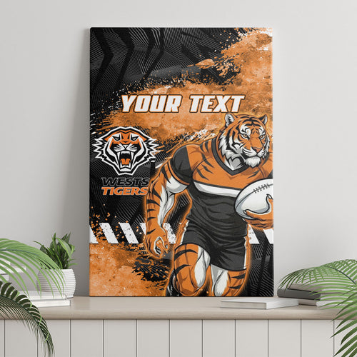 Personalized Wests Tigers Rugby Canvas Wall Art Tiger Mascot - Sporty Splash Art Style