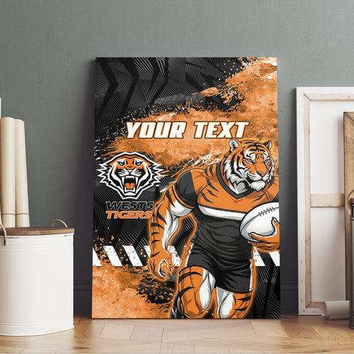 Personalized Wests Tigers Rugby Canvas Wall Art Tiger Mascot - Sporty Splash Art Style