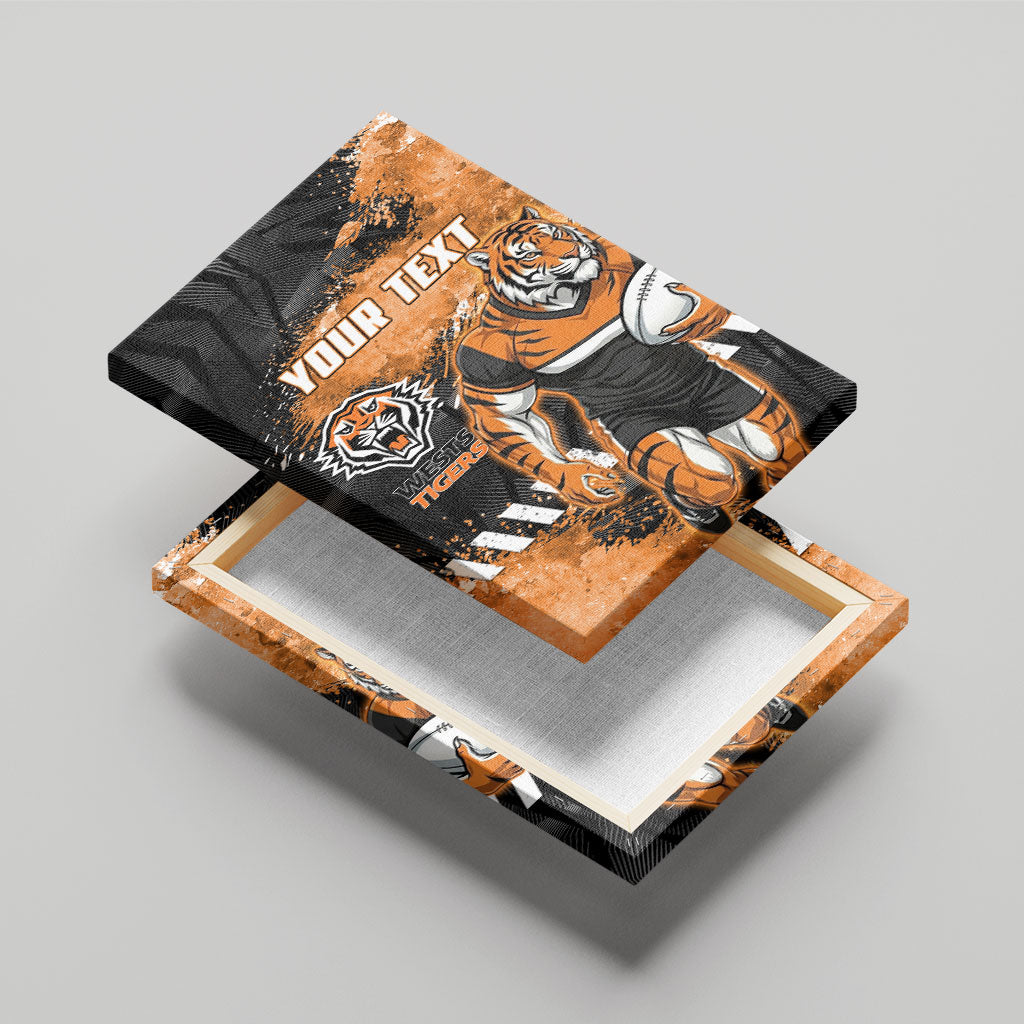 Personalized Wests Tigers Rugby Canvas Wall Art Tiger Mascot - Sporty Splash Art Style