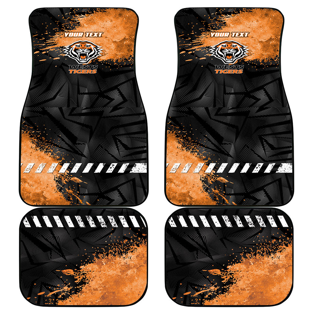 Personalized Wests Tigers Rugby Car Mats Tiger Mascot - Sporty Splash Art Style