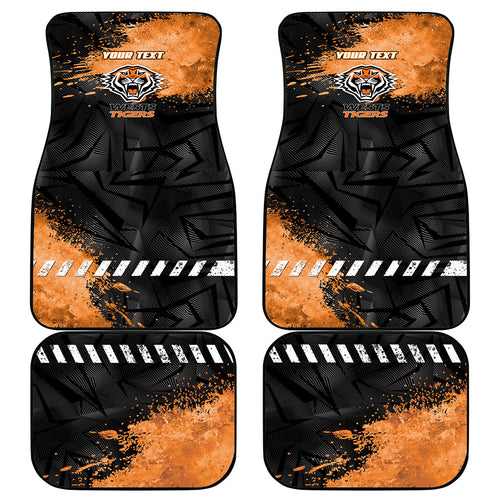 Personalized Wests Tigers Rugby Car Mats Tiger Mascot - Sporty Splash Art Style