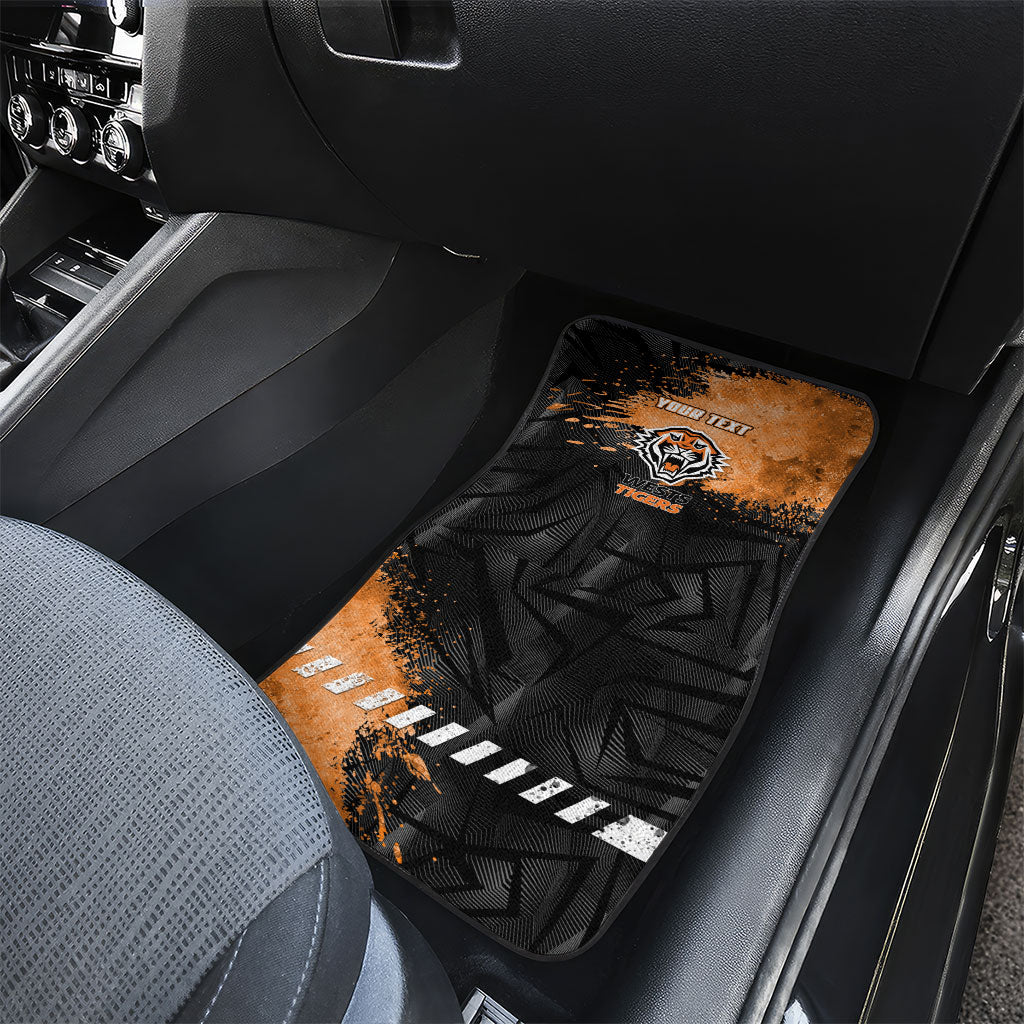 Personalized Wests Tigers Rugby Car Mats Tiger Mascot - Sporty Splash Art Style