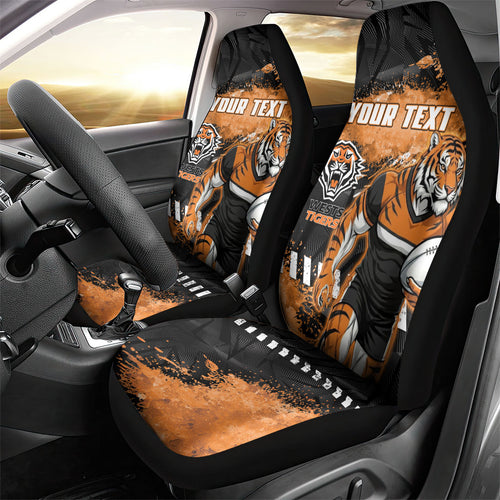 Personalized Wests Tigers Rugby Car Seat Cover Tiger Mascot - Sporty Splash Art Style