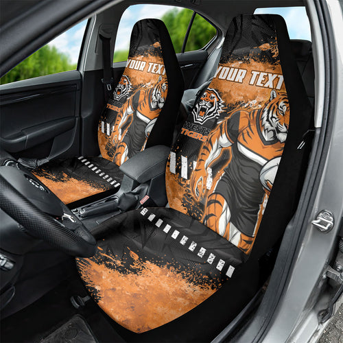 Personalized Wests Tigers Rugby Car Seat Cover Tiger Mascot - Sporty Splash Art Style