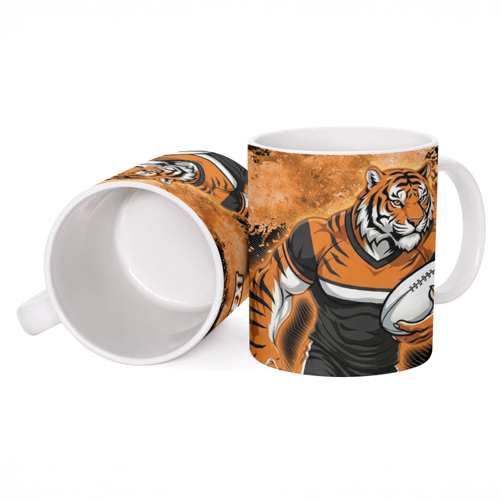 Personalized Wests Tigers Rugby Ceramic Mug Tiger Mascot - Sporty Splash Art Style