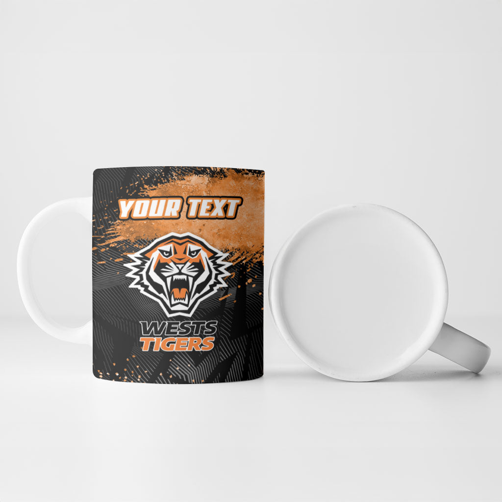 Personalized Wests Tigers Rugby Ceramic Mug Tiger Mascot - Sporty Splash Art Style