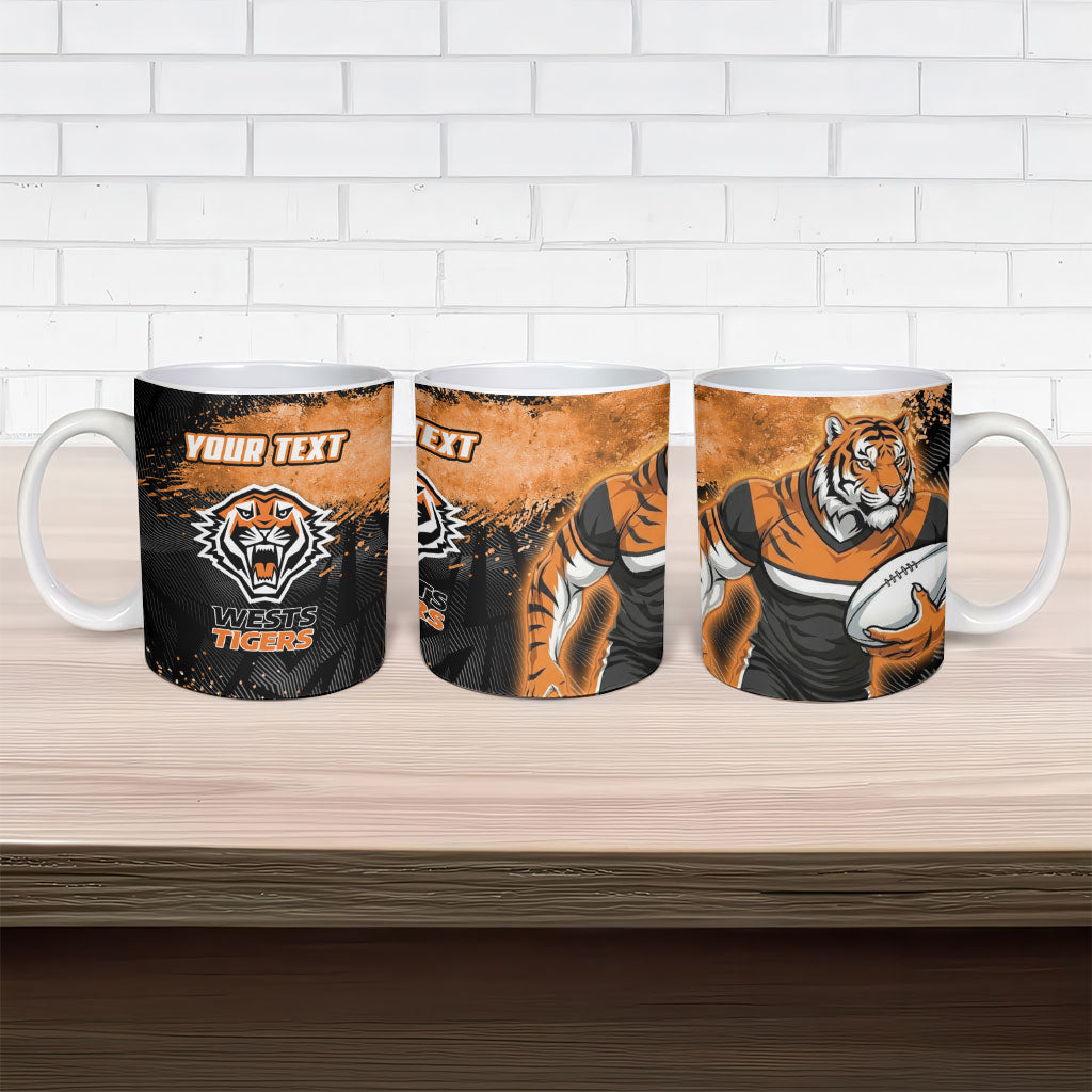 Personalized Wests Tigers Rugby Ceramic Mug Tiger Mascot - Sporty Splash Art Style