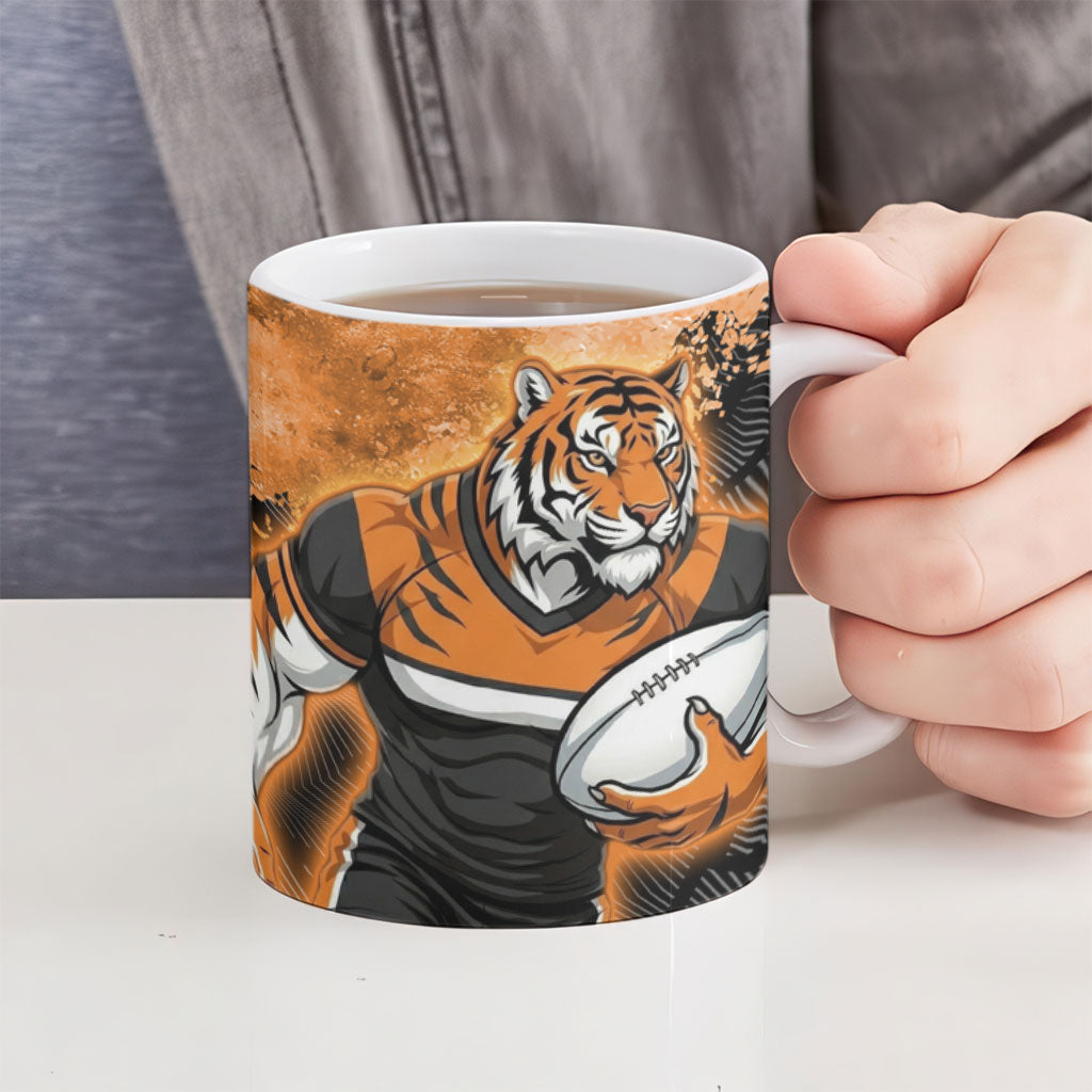 Personalized Wests Tigers Rugby Ceramic Mug Tiger Mascot - Sporty Splash Art Style