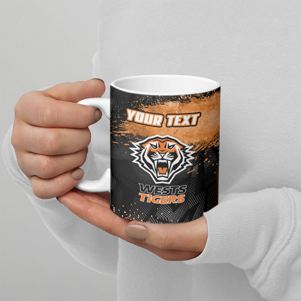 Personalized Wests Tigers Rugby Ceramic Mug Tiger Mascot - Sporty Splash Art Style