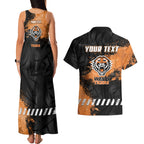 Personalized Wests Tigers Rugby Couples Matching Tank Maxi Dress and Hawaiian Shirt Tiger Mascot - Sporty Splash Art Style