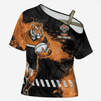 Personalized Wests Tigers Rugby Cross Shoulder Shirt Tiger Mascot - Sporty Splash Art Style