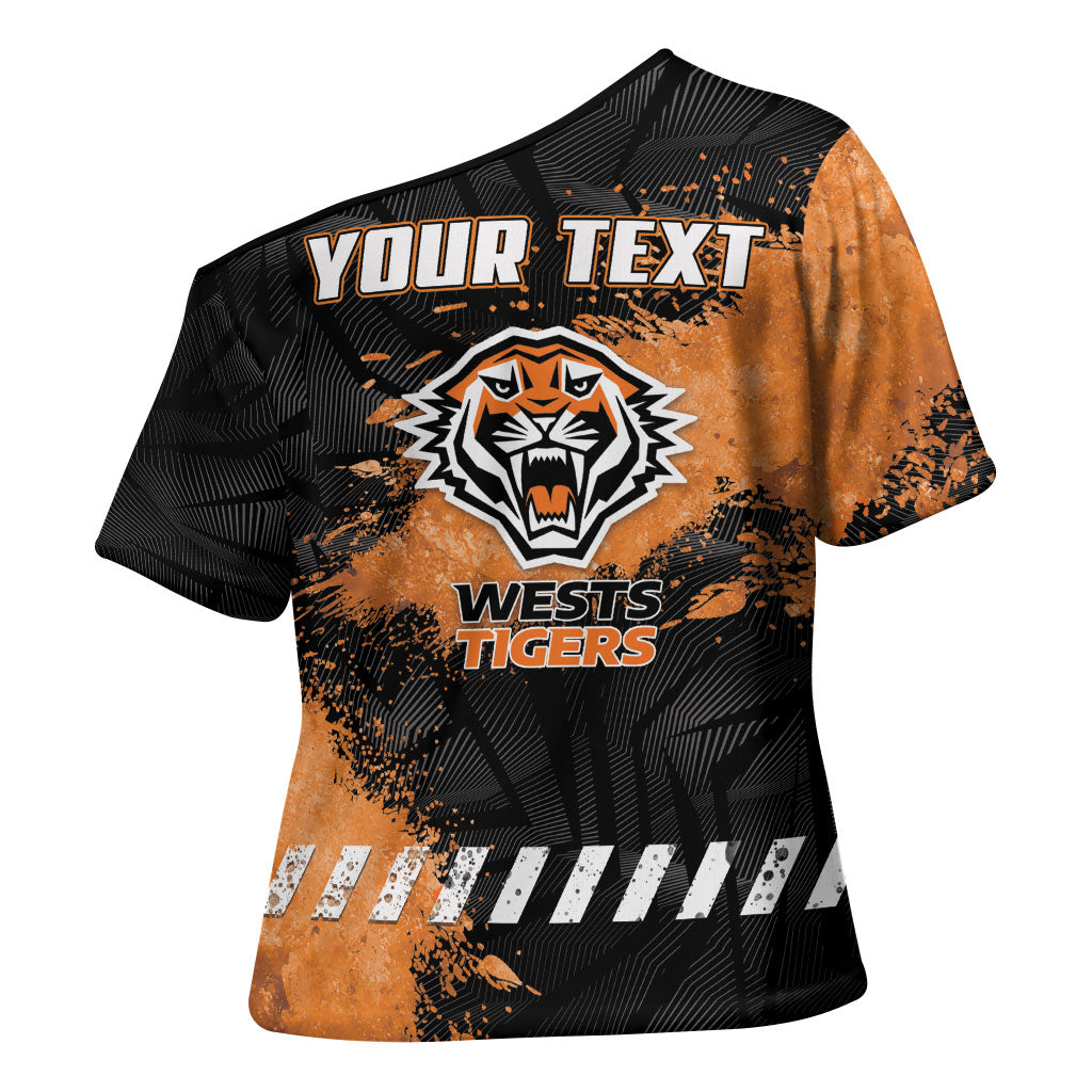 Personalized Wests Tigers Rugby Cross Shoulder Shirt Tiger Mascot - Sporty Splash Art Style