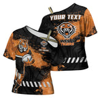 Personalized Wests Tigers Rugby Cross Shoulder Shirt Tiger Mascot - Sporty Splash Art Style