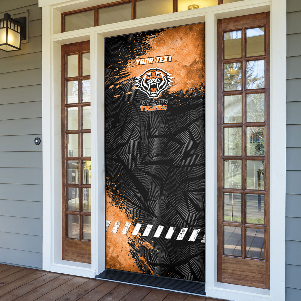 Personalized Wests Tigers Rugby Door Cover Tiger Mascot - Sporty Splash Art Style