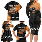 Personalized Wests Tigers Rugby Family Matching Long Sleeve Bodycon Dress and Hawaiian Shirt Tiger Mascot - Sporty Splash Art Style