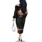 Personalized Wests Tigers Rugby Family Matching Off The Shoulder Long Sleeve Dress and Hawaiian Shirt Tiger Mascot - Sporty Splash Art Style
