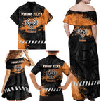 Personalized Wests Tigers Rugby Family Matching Off Shoulder Maxi Dress and Hawaiian Shirt Tiger Mascot - Sporty Splash Art Style