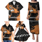 Personalized Wests Tigers Rugby Family Matching Puletasi and Hawaiian Shirt Tiger Mascot - Sporty Splash Art Style