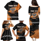 Personalized Wests Tigers Rugby Family Matching Puletasi and Hawaiian Shirt Tiger Mascot - Sporty Splash Art Style