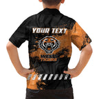 Personalized Wests Tigers Rugby Family Matching Short Sleeve Bodycon Dress and Hawaiian Shirt Tiger Mascot - Sporty Splash Art Style