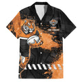 Personalized Wests Tigers Rugby Family Matching Short Sleeve Bodycon Dress and Hawaiian Shirt Tiger Mascot - Sporty Splash Art Style