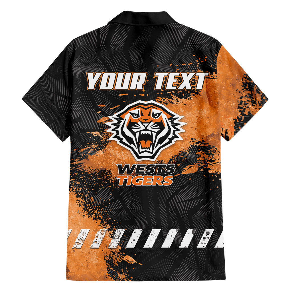 Personalized Wests Tigers Rugby Family Matching Short Sleeve Bodycon Dress and Hawaiian Shirt Tiger Mascot - Sporty Splash Art Style