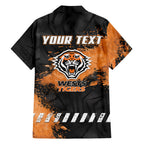 Personalized Wests Tigers Rugby Family Matching Short Sleeve Bodycon Dress and Hawaiian Shirt Tiger Mascot - Sporty Splash Art Style