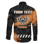 Personalized Wests Tigers Rugby Family Matching Short Sleeve Bodycon Dress and Hawaiian Shirt Tiger Mascot - Sporty Splash Art Style
