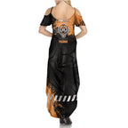 Personalized Wests Tigers Rugby Family Matching Summer Maxi Dress and Hawaiian Shirt Tiger Mascot - Sporty Splash Art Style