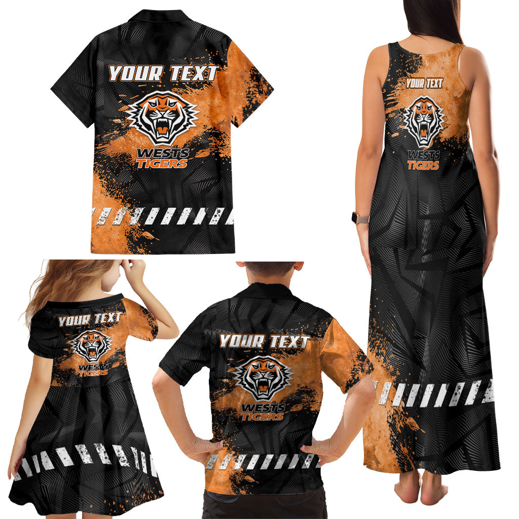 Personalized Wests Tigers Rugby Family Matching Tank Maxi Dress and Hawaiian Shirt Tiger Mascot - Sporty Splash Art Style
