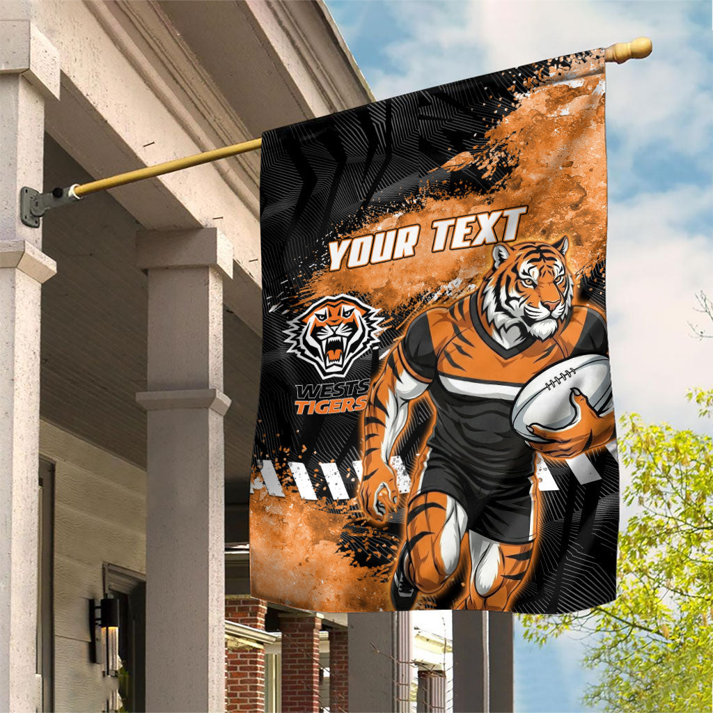 Personalized Wests Tigers Rugby Garden Flag Tiger Mascot - Sporty Splash Art Style