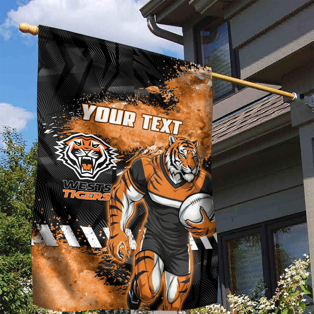 Personalized Wests Tigers Rugby Garden Flag Tiger Mascot - Sporty Splash Art Style