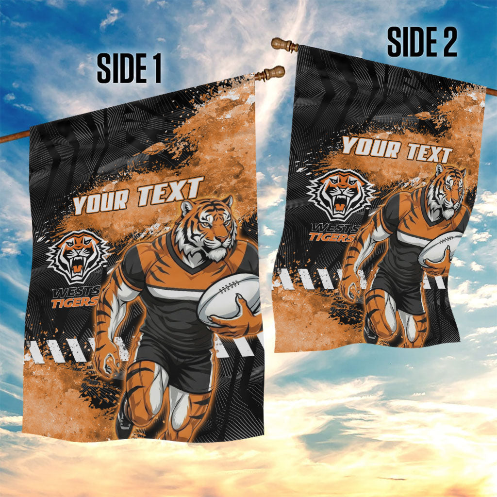 Personalized Wests Tigers Rugby Garden Flag Tiger Mascot - Sporty Splash Art Style