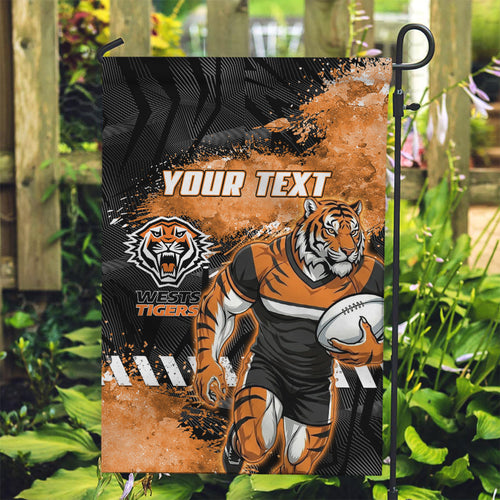 Personalized Wests Tigers Rugby Garden Flag Tiger Mascot - Sporty Splash Art Style