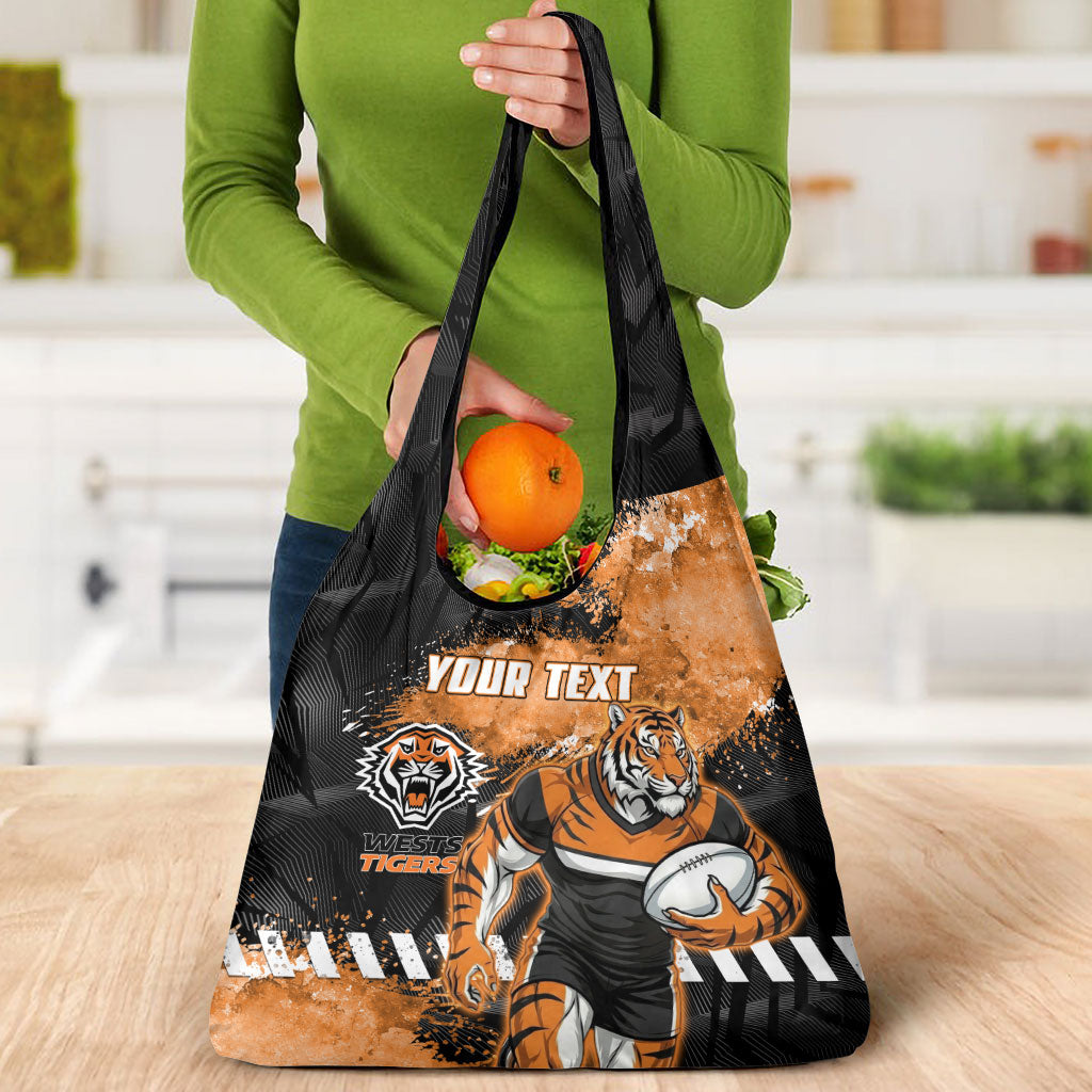 Personalized Wests Tigers Rugby Grocery Bag Tiger Mascot - Sporty Splash Art Style