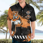 Personalized Wests Tigers Rugby Hawaiian Shirt Tiger Mascot - Sporty Splash Art Style