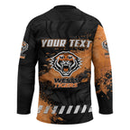 Personalized Wests Tigers Rugby Hockey Jersey Tiger Mascot - Sporty Splash Art Style