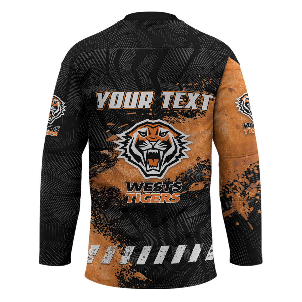 Personalized Wests Tigers Rugby Hockey Jersey Tiger Mascot - Sporty Splash Art Style