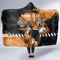 Personalized Wests Tigers Rugby Hooded Blanket Tiger Mascot - Sporty Splash Art Style