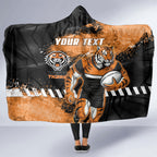 Personalized Wests Tigers Rugby Hooded Blanket Tiger Mascot - Sporty Splash Art Style