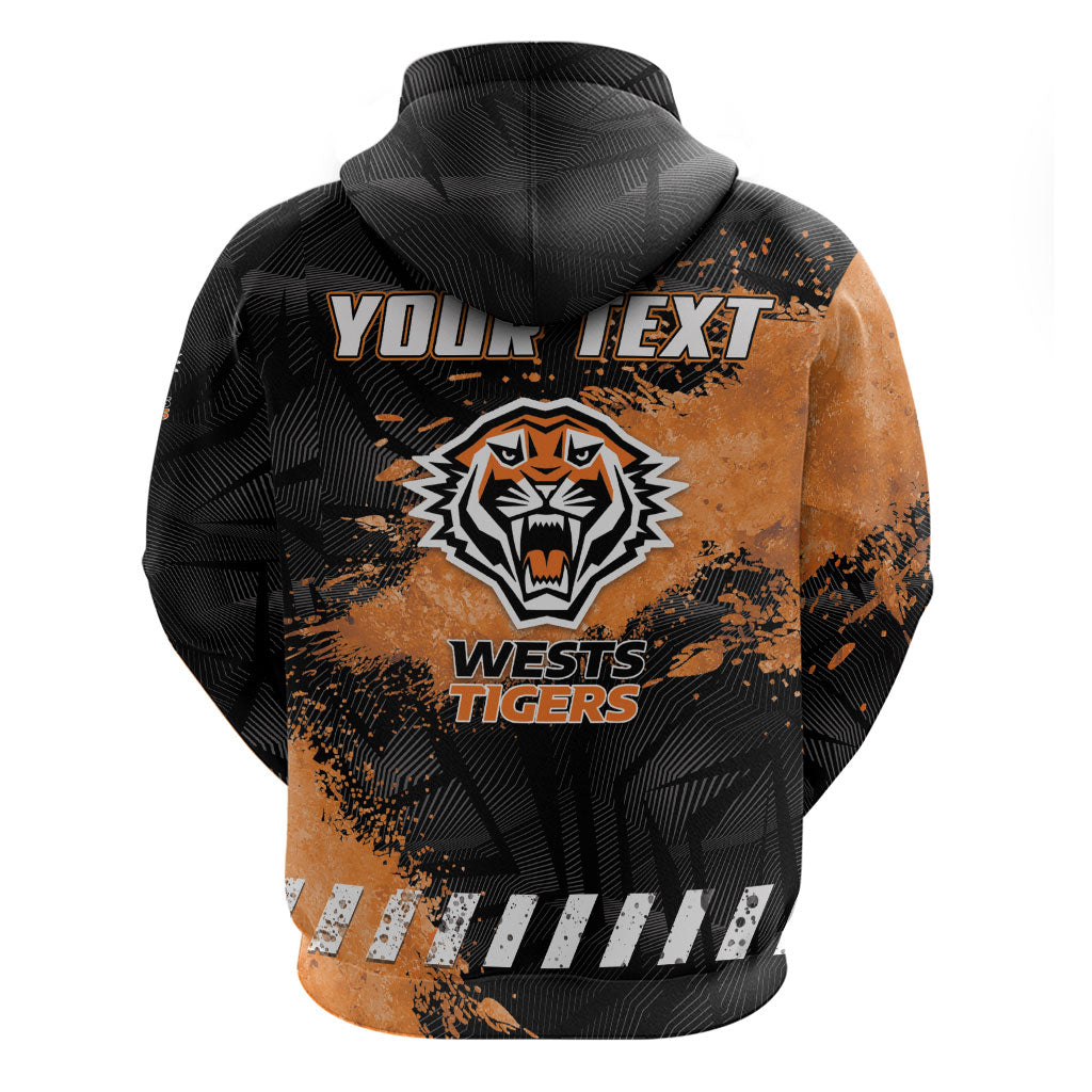 Personalized Wests Tigers Rugby Hoodie Tiger Mascot - Sporty Splash Art Style