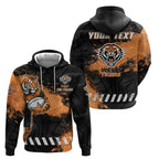 Personalized Wests Tigers Rugby Hoodie Tiger Mascot - Sporty Splash Art Style