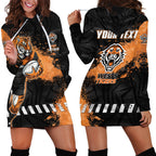 Personalized Wests Tigers Rugby Hoodie Dress Tiger Mascot - Sporty Splash Art Style