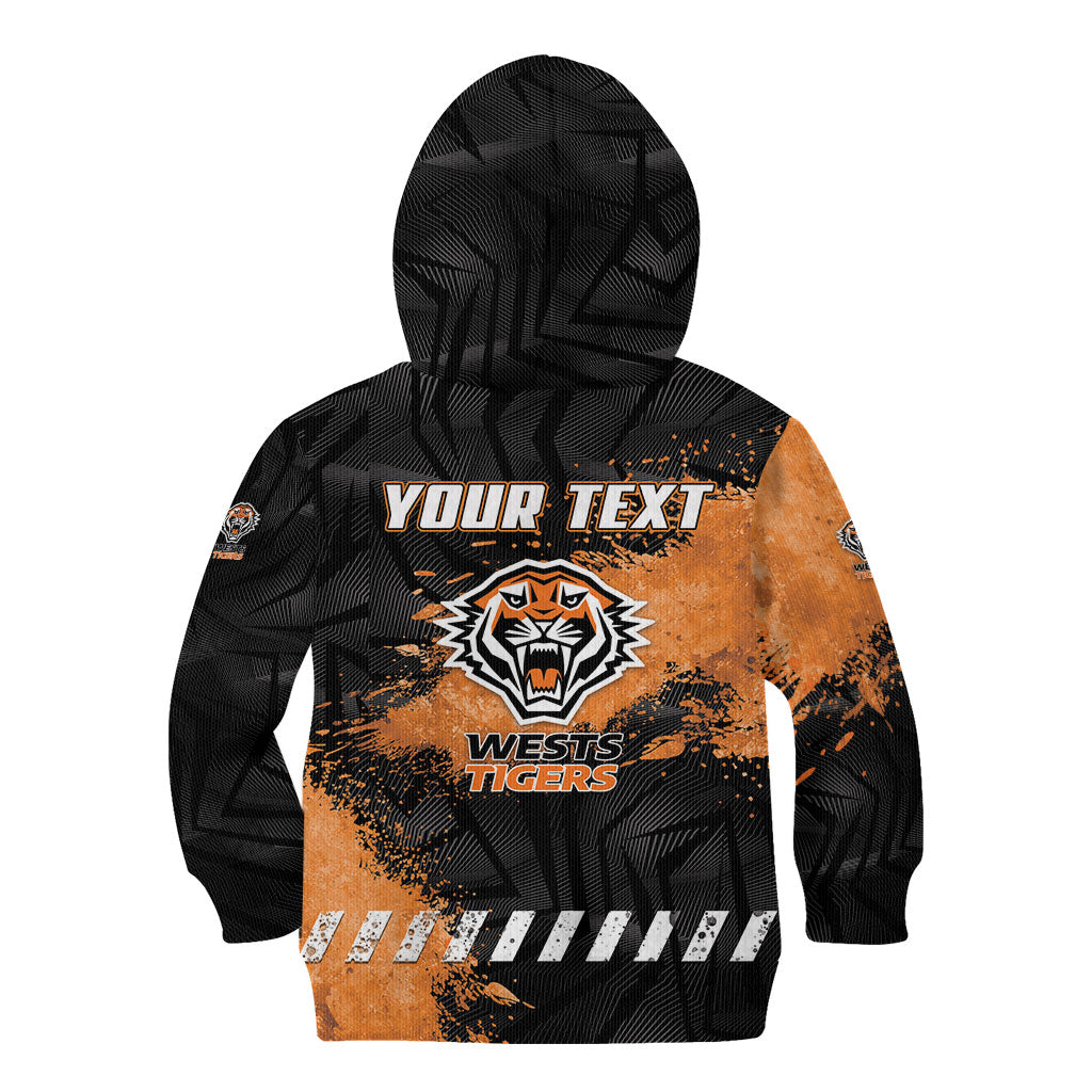 Personalized Wests Tigers Rugby Kid Hoodie Tiger Mascot - Sporty Splash Art Style