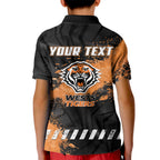 Personalized Wests Tigers Rugby Kid Polo Shirt Tiger Mascot - Sporty Splash Art Style
