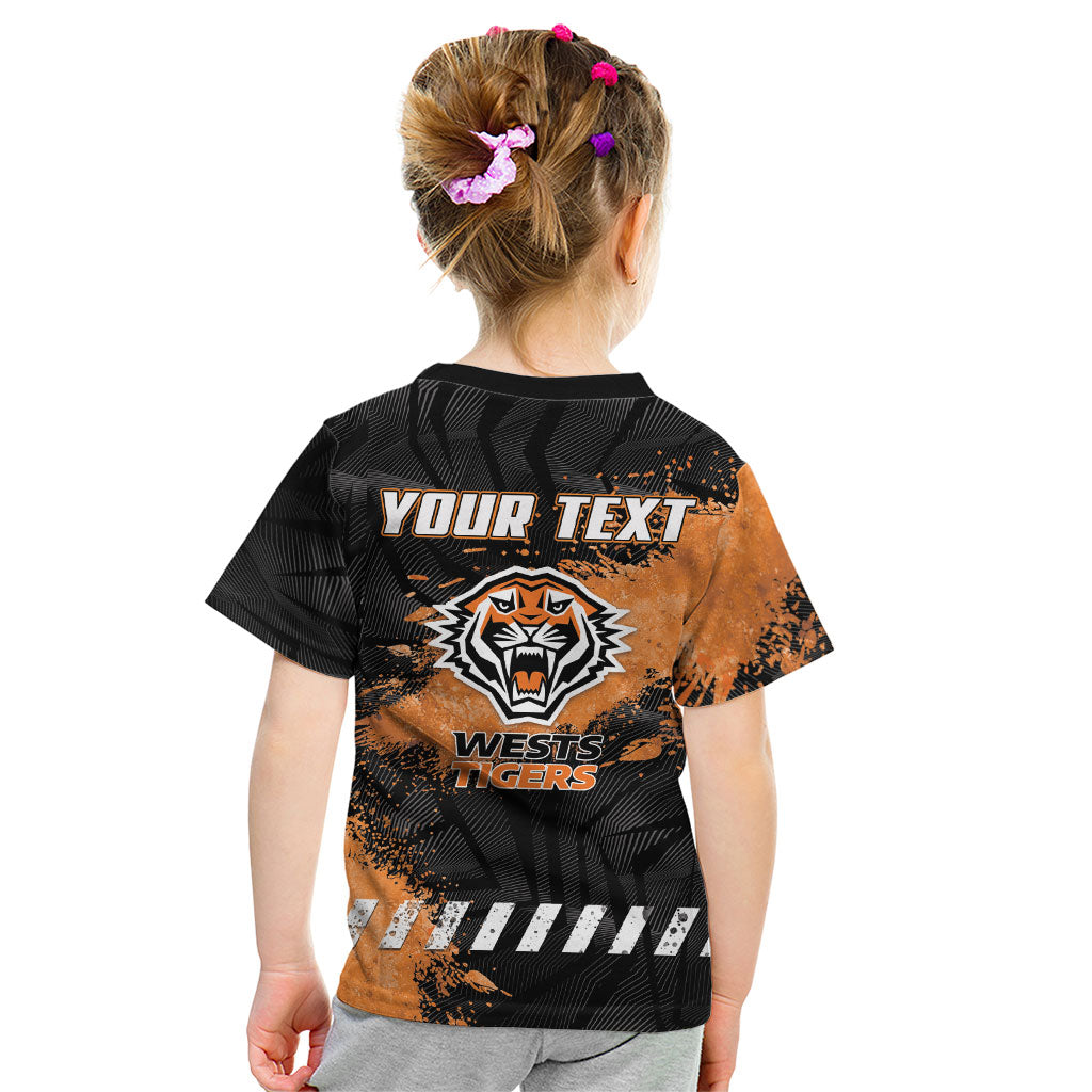 Personalized Wests Tigers Rugby Kid T Shirt Tiger Mascot - Sporty Splash Art Style