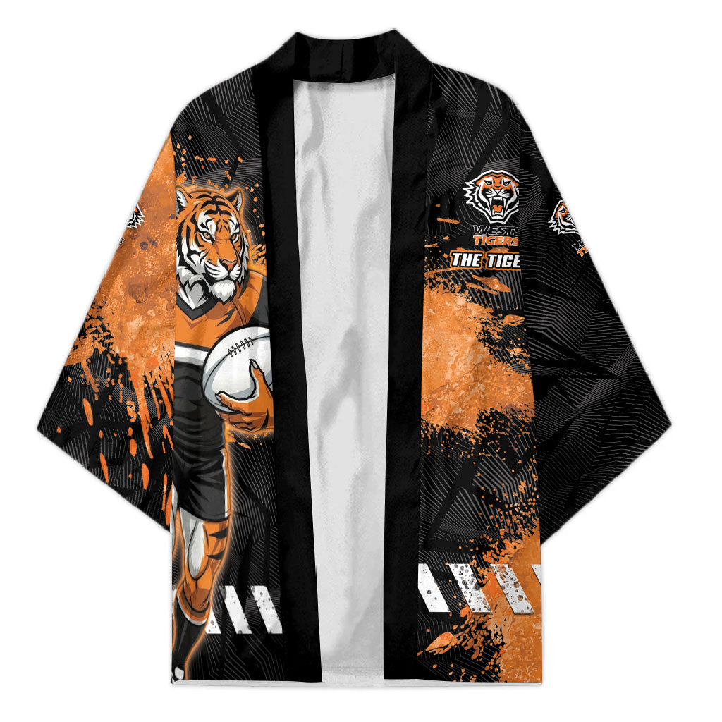 Personalized Wests Tigers Rugby Kimono Tiger Mascot - Sporty Splash Art Style