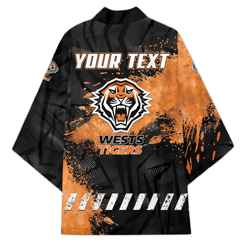 Personalized Wests Tigers Rugby Kimono Tiger Mascot - Sporty Splash Art Style