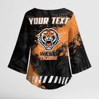 Personalized Wests Tigers Rugby Kimono Sleeve Blouse Tiger Mascot - Sporty Splash Art Style